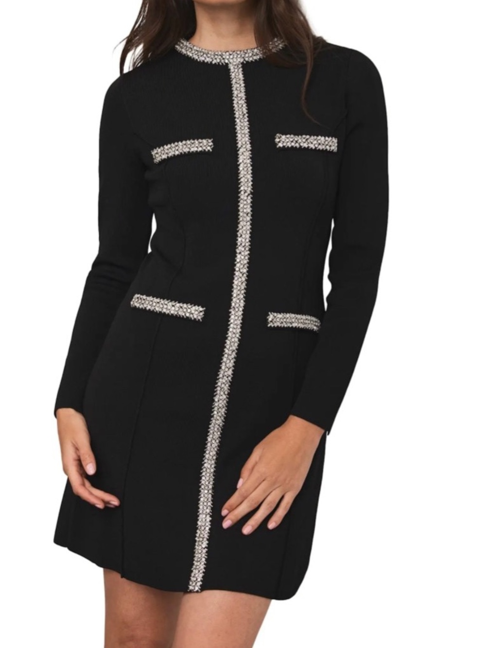 Mint Velvet Embellished Trim Mini Dress